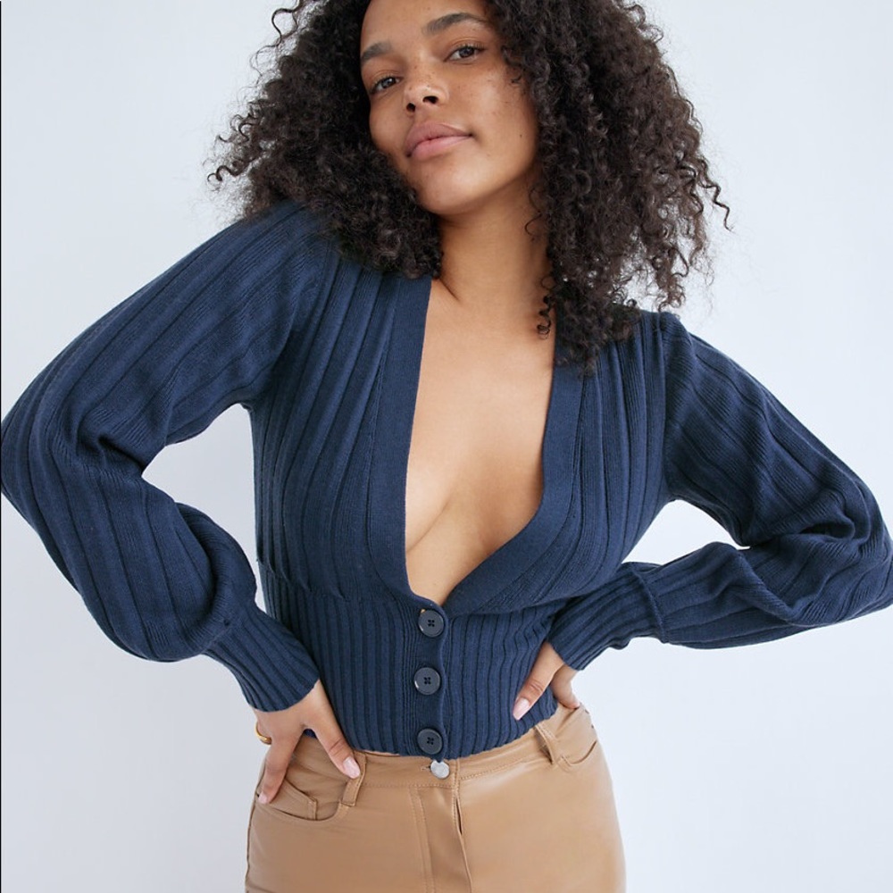 Aritzia Wilfred Plunge Front Cardigan